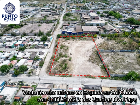 Terreno en Venta Col Obrera 4,566m2 a 350m Blvd Pape con servicios 