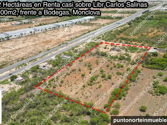 Renta Terreno 2 Hectáreas casi frente a Libr Carlos Salinas 100m x 200m frente Bodegas