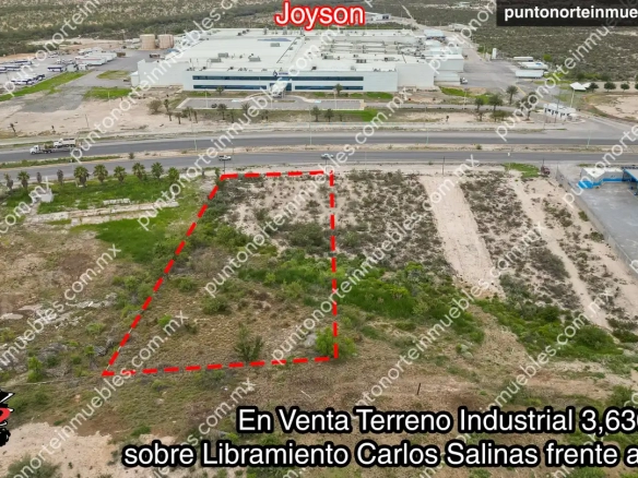 Venta Terreno Industrial 3,630.14m2 sobre Libramiento Carlos Salinas frente a Joyson
