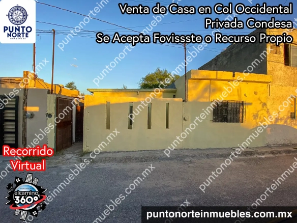 Venta de Casa en Col Occidental, Privada Condesa, 2 Recámaras por FOVISSSTE