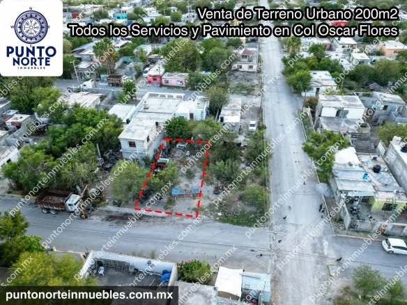 Venta Terreno Urbano 200m2 Todos los Servicios y Pavimiento en Col Oscar Flores Tapia