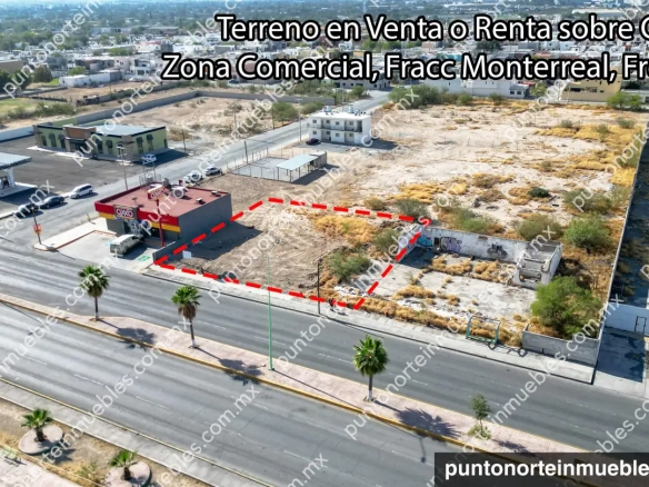 Venta o Renta Terreno Comercial 1,020m2 sobre Carr. 30 al lado OXXO Monterreal, Frontera