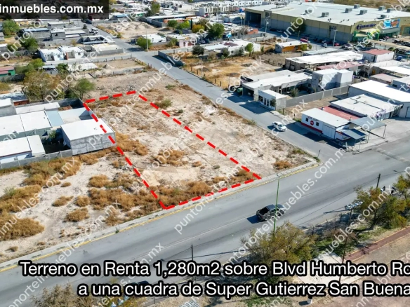 En Renta Terreno 1,280m2 sobre Blvd Humberto Rodriguez, a una cuadra de Super Gutierrez San Buenaventura