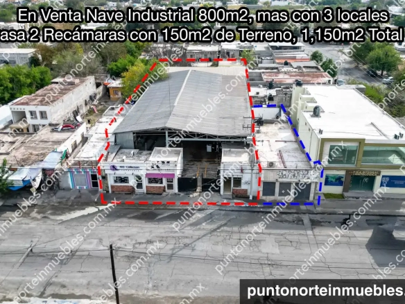Venta Nave Industrial con Locales y Casa 1,150m2 Totales de Terreno, Calle Progreso, Zona Centro, Frontera