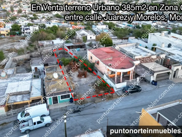Venta terreno Urbano 385m2 en Zona Centro, entre calle Juarez y Morelos, Monclova