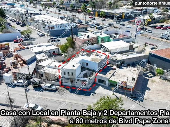Venta Casa con Local en Planta Baja y 2 Departamentos Planta Alta a 80 metros de Blvd Pape Zona Dorada