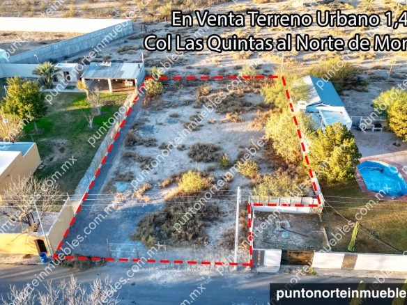 En Venta Terreno Urbano de 1,411m2 en Col Las Quintas, al norte de Monclova