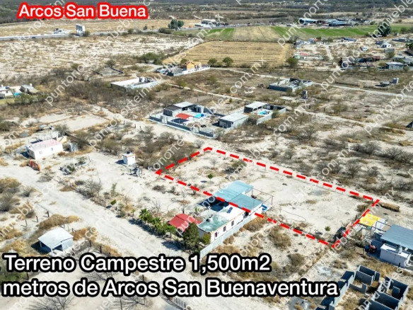 Venta Terreno Campestre 1,500m2 a 500 metros de Arcos San Buenaventura