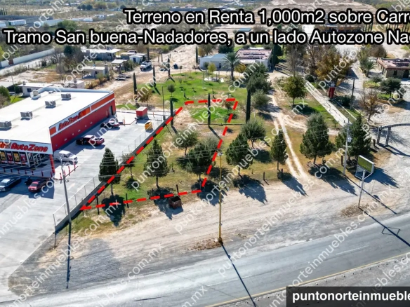 Renta Terreno 1,000m2 sobre Carretera 30 Tramo San buenaventura Nadadores, al lado Autozone Nadadores