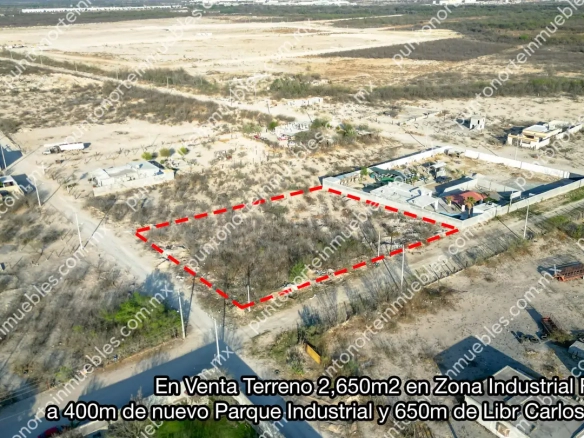 Venta Terreno 2,650m2 en Zona Industrial Frontera, a 400m de nuevo Parque Industrial, Col Regidores