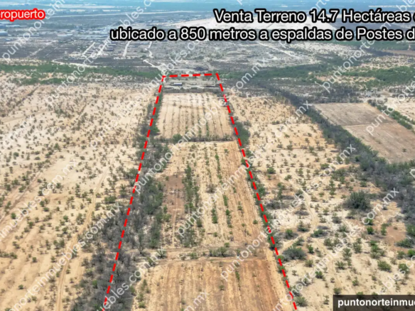 Venta Terreno 14.7 Hectáreas con agua, ubicado a 850 metros a espaldas de Postes de Mexico