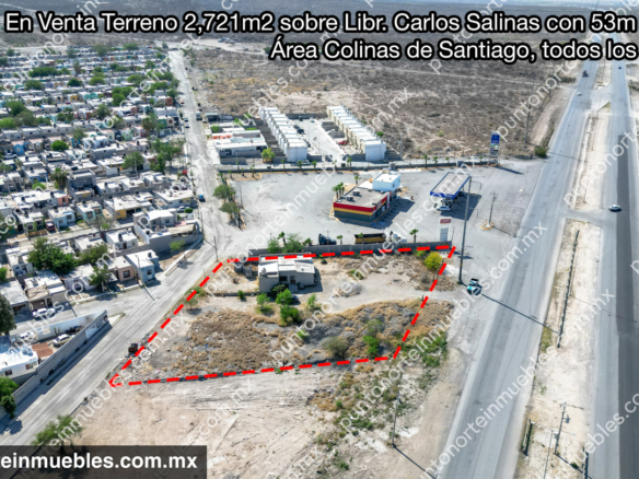 Venta Terreno 2,721m2 sobre Libr. Carlos Salinas con 53m de frente