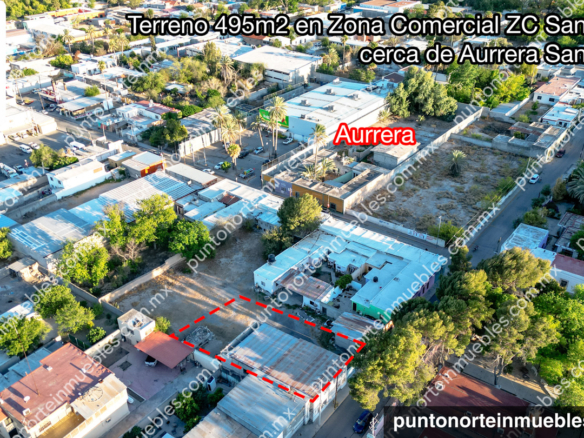 Venta Terreno 495m2 en Zona Comercial Centro cerca de Aurrera San Buena