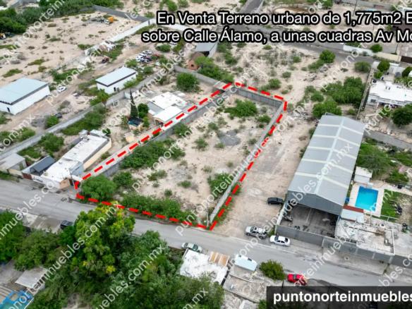 Venta Terreno urbano de 1,775m2 Bardeado sobre Calle Álamo, a unas cuadras Av Montessori