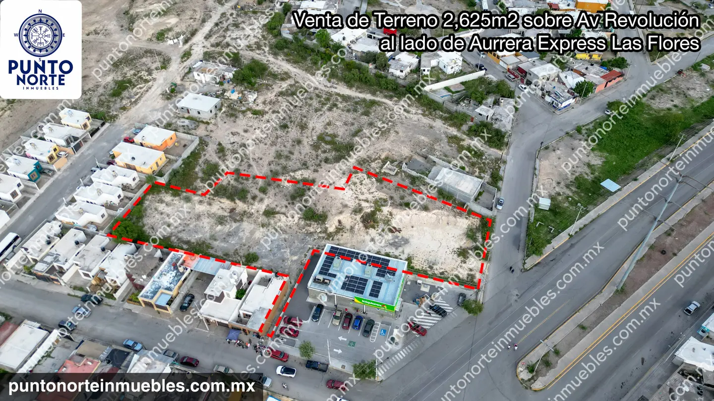 Terreno 2,625m2 Ampl Las Flores 17 Venta de Terreno 2,625m2 sobre Av Revolución, al lado de Aurrera Express Las Flores