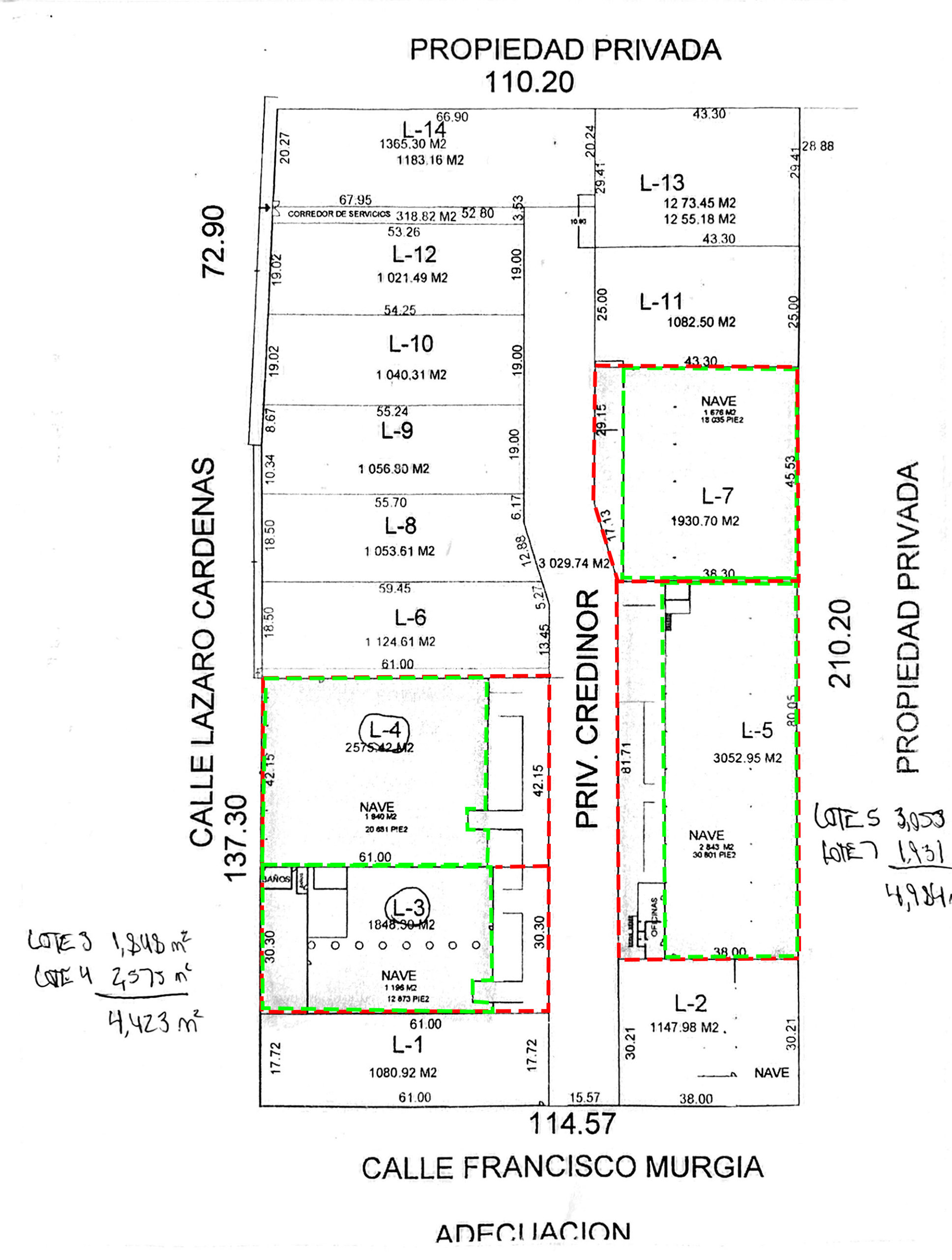Plano Bodegas Renta Nave Industrial 1,676m2 Techados dentro de mancha urbana en Col. Sierrita en Frontera, Coahuila