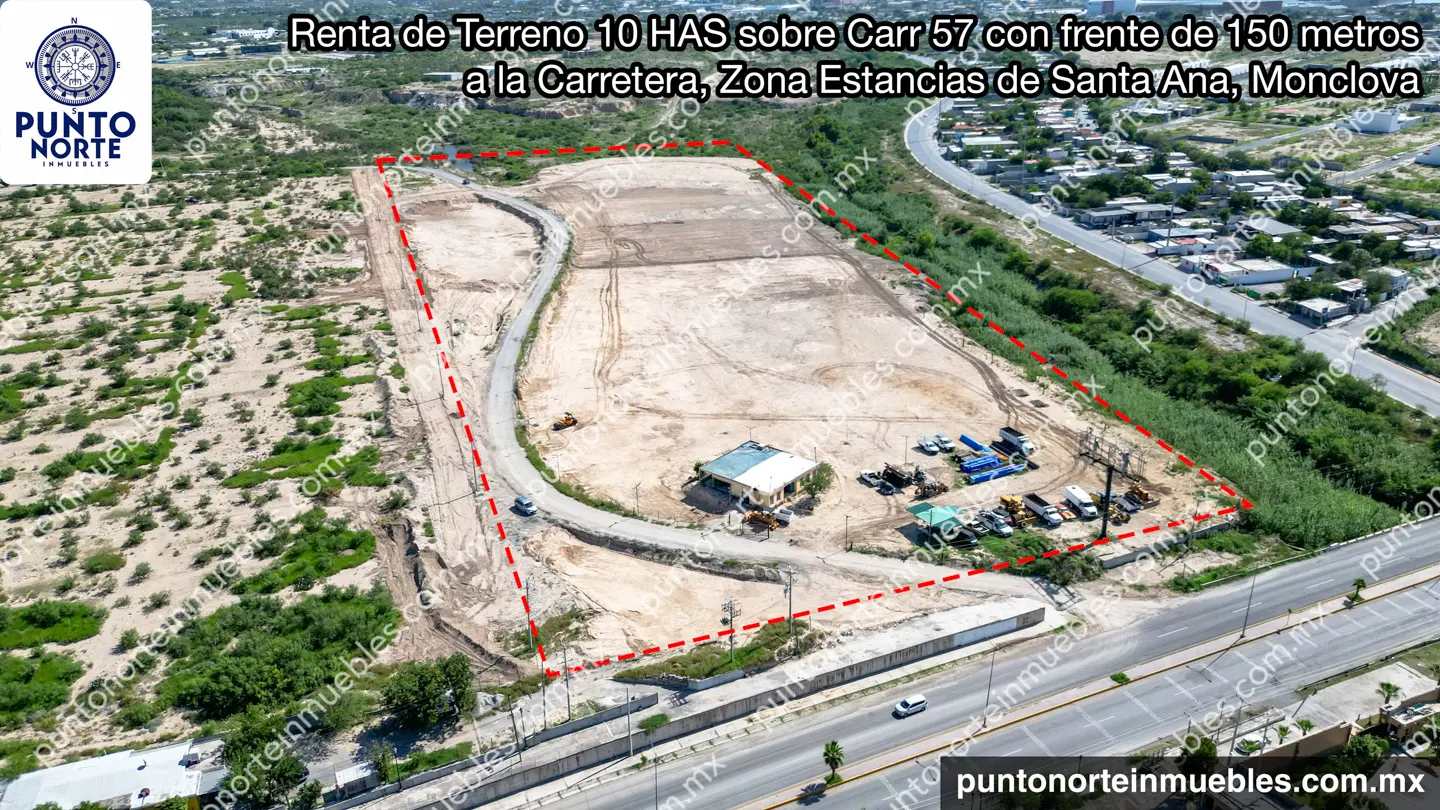 Renta Terreno 10 HAS sobre Carr 57 frente de 150 metros a Carretera, Zona Estancias de Santa Ana