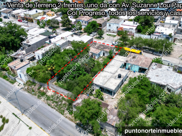 Venta Casa Antigua con Terreno, 2 frentes, uno da con Av. Suzanne Lou Pape 480m2, Col Progreso, todos los servicios