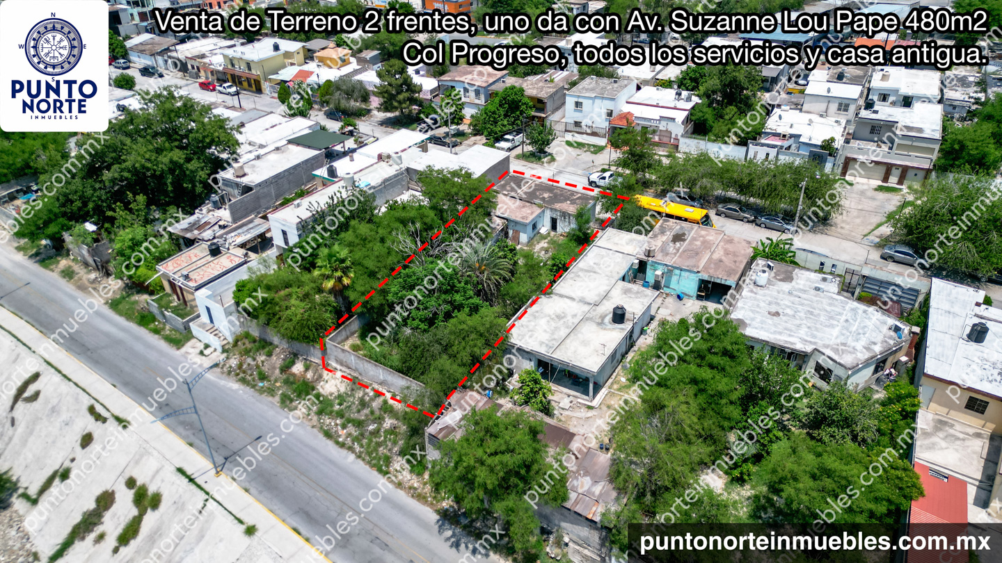 Terreno 480m2 Col Progreso Face Venta Casa Antigua con Terreno, 2 frentes, uno da con Av. Suzanne Lou Pape 480m2, Col Progreso, todos los servicios