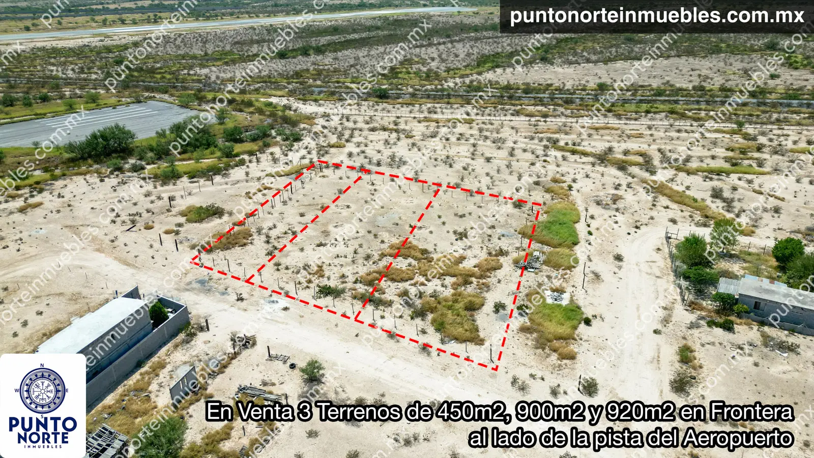 Terrenos en venta en Frontera Coahuila, vista aérea junto al aeropuerto